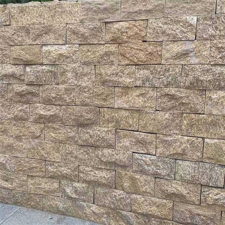 公园花坛米黄色文化石外墙砖公园铺路石板园林地铺片石芝麻灰文化石