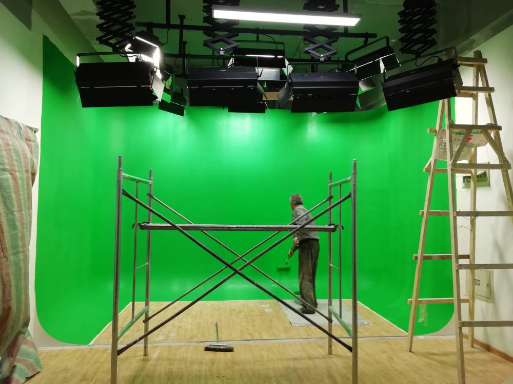 绿箱蓝箱演播室装修搭建摄影无影墙装修实景录影棚搭建
