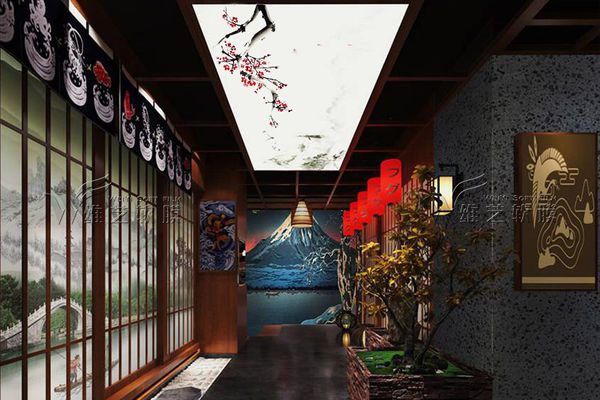餐厅软膜天花动感模式(开放式厨房客厅餐厅一体)