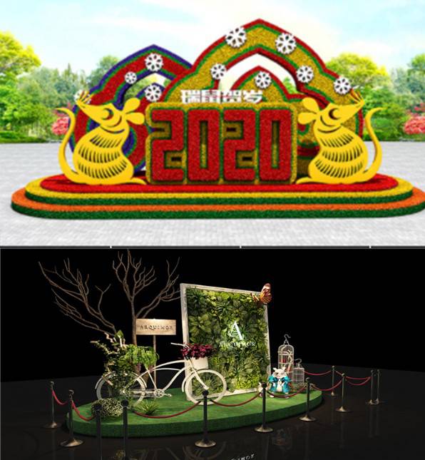 大型户外工艺品绿雕仿真园林动物景观立体花坛植物墙造型