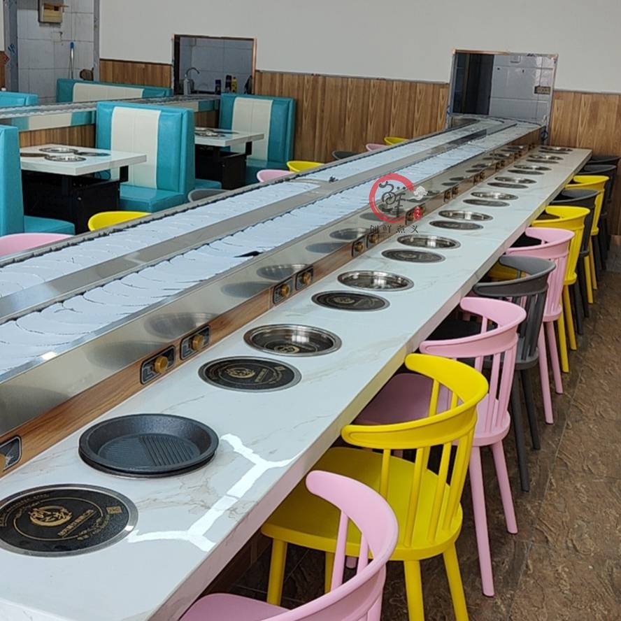 旋转小火锅设备u型回转小火锅机器进厨房全套旋转造型设备定制