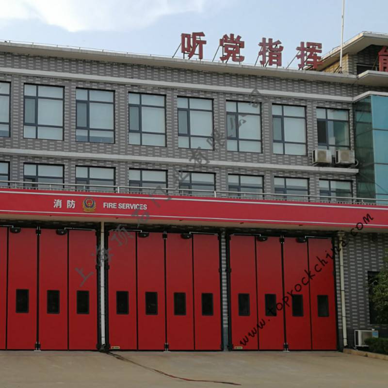 红色消防队大门批发零售真实厂家顶石门业