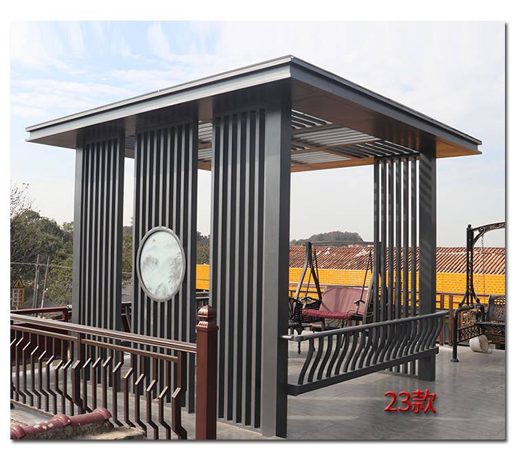 铝合金新中式凉亭户外长廊景观廊架遮阳亭简约公园亭子定制安装