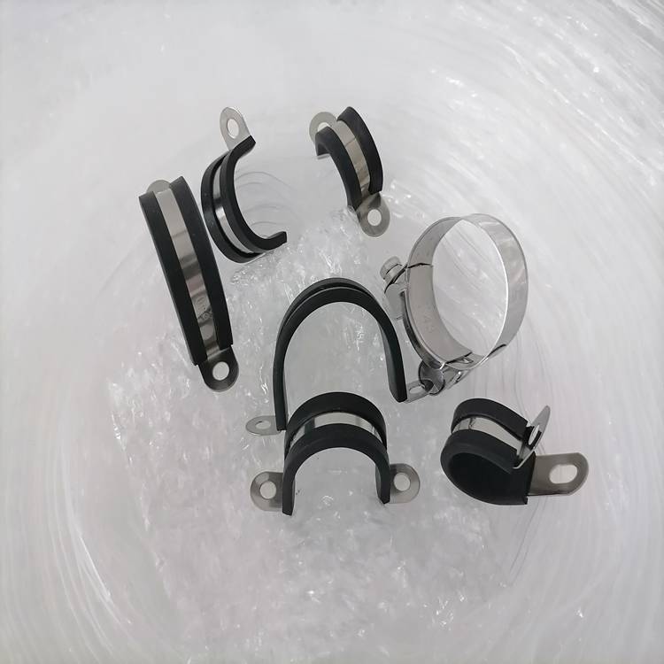 供应铁镀锌骑马卡扣u型半包胶不锈钢线夹20电缆卡箍钣金件
