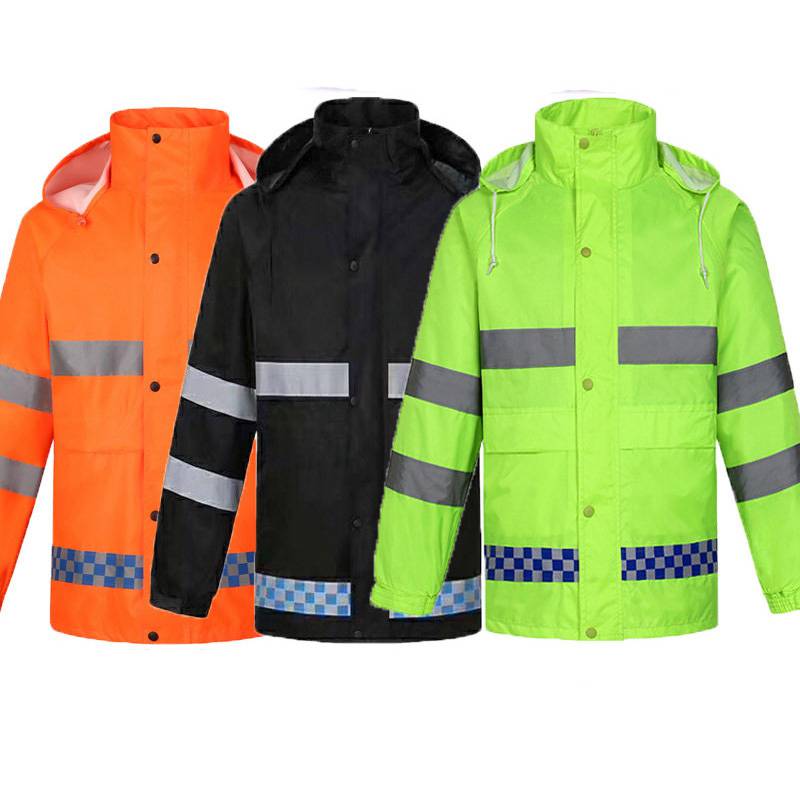 抗洪抢险劳保雨衣黑色带反光条防汛雨衣路政环卫防水雨衣套装威固