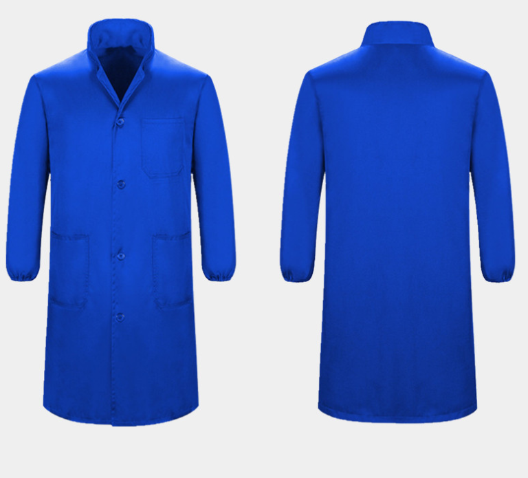 仓储搬运劳保工作服定做耐脏蓝色大衣大褂印刷绣字