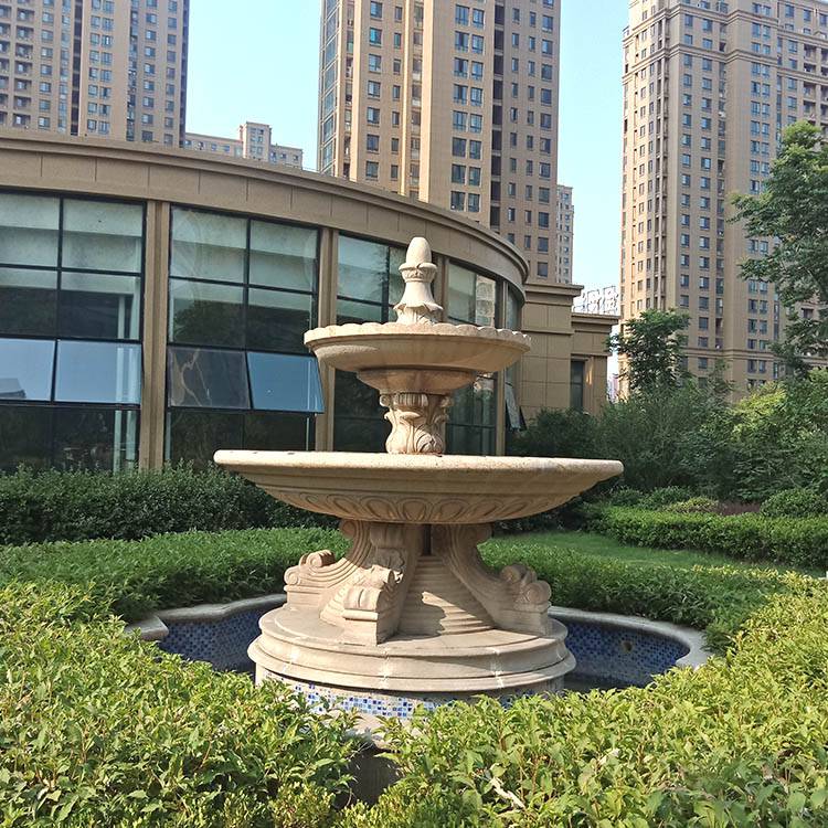 嘉能石喷泉小区景观欧式双层石雕喷泉水钵产家