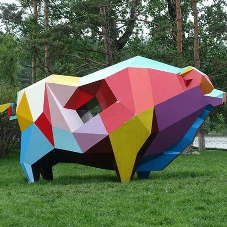 不锈钢抽象小鸟雕塑切面几何鸟类动物公园商场装饰摆件