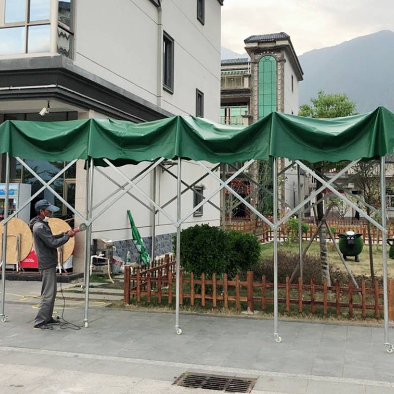 定制索腾滑槽式电动蓬怒江泸水大型推拉雨棚室外轮式篷