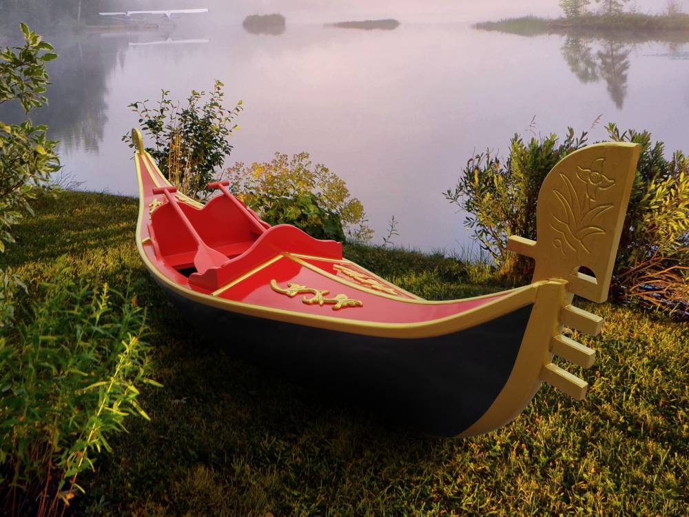 手划威尼斯贡多拉船欧式手划船固定装饰船婚礼道具船