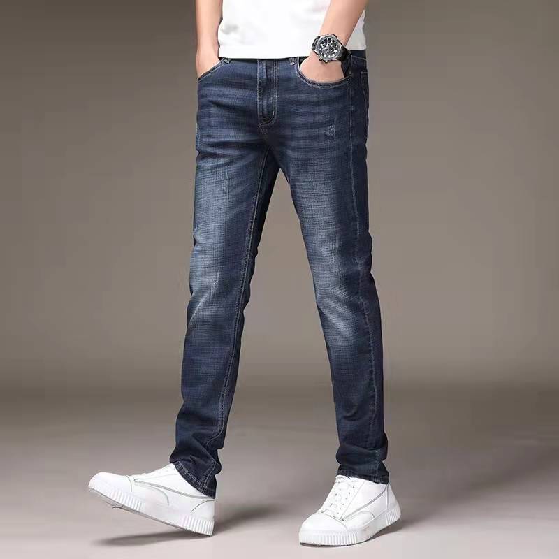 男装牛仔裤男士休闲修身中年商务秋季小直筒长裤子便宜供货