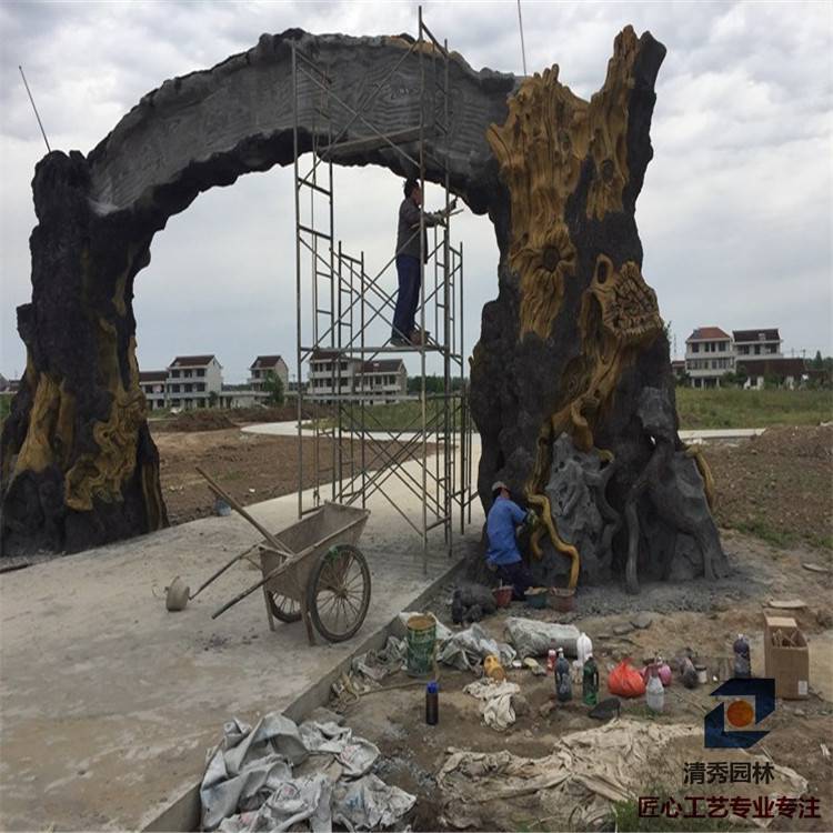 聊城景区水泥假树仿真树 水泥景观大门 清秀园林 当天发货当天安装