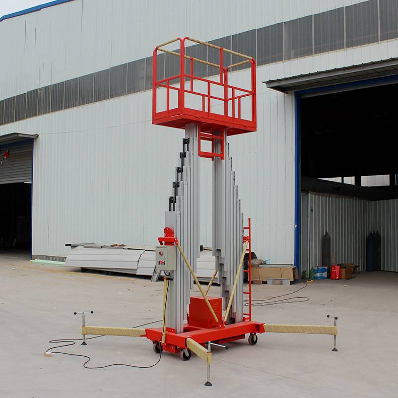 单柱铝合金电动液压升降台高空作业装修小型云梯宴会展厅12米维修平台