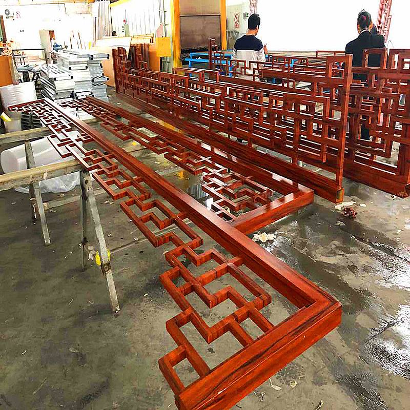 中式铝合金方管挂落木纹铝挂落门楣