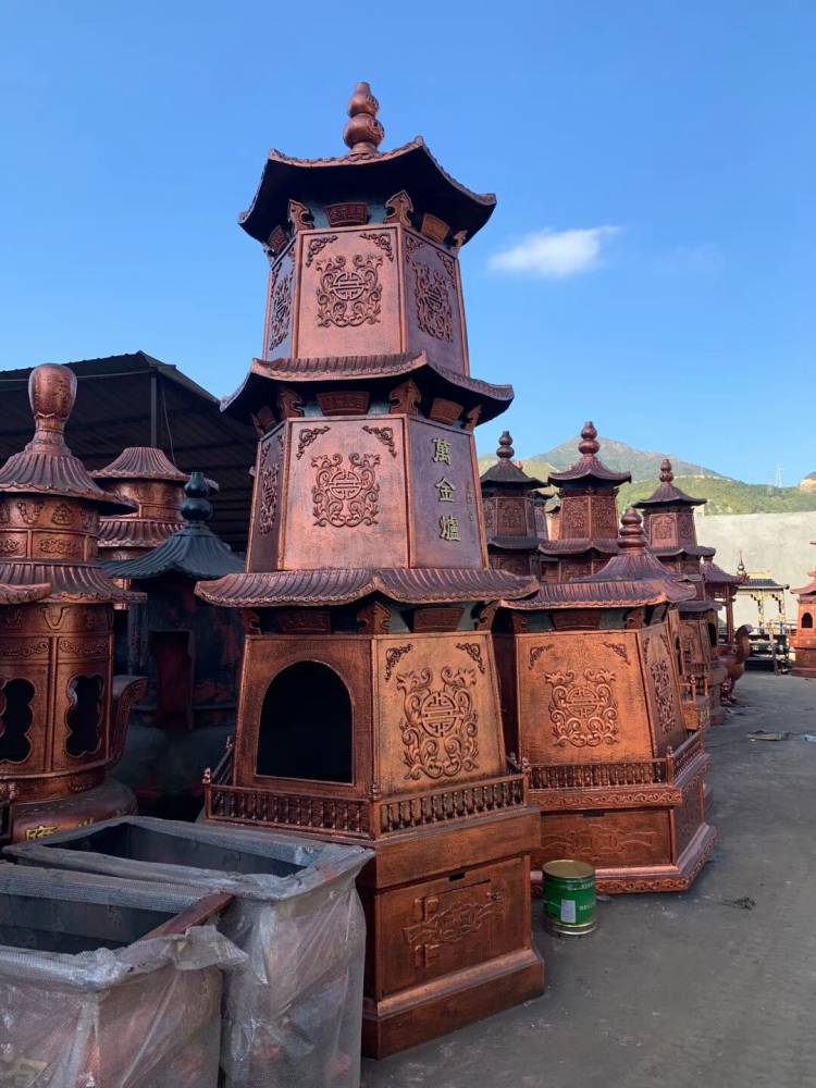 正圆供应寺庙铸铁焚经炉铸铜三层烧纸炉寺庙五层七层元宝炉厂家