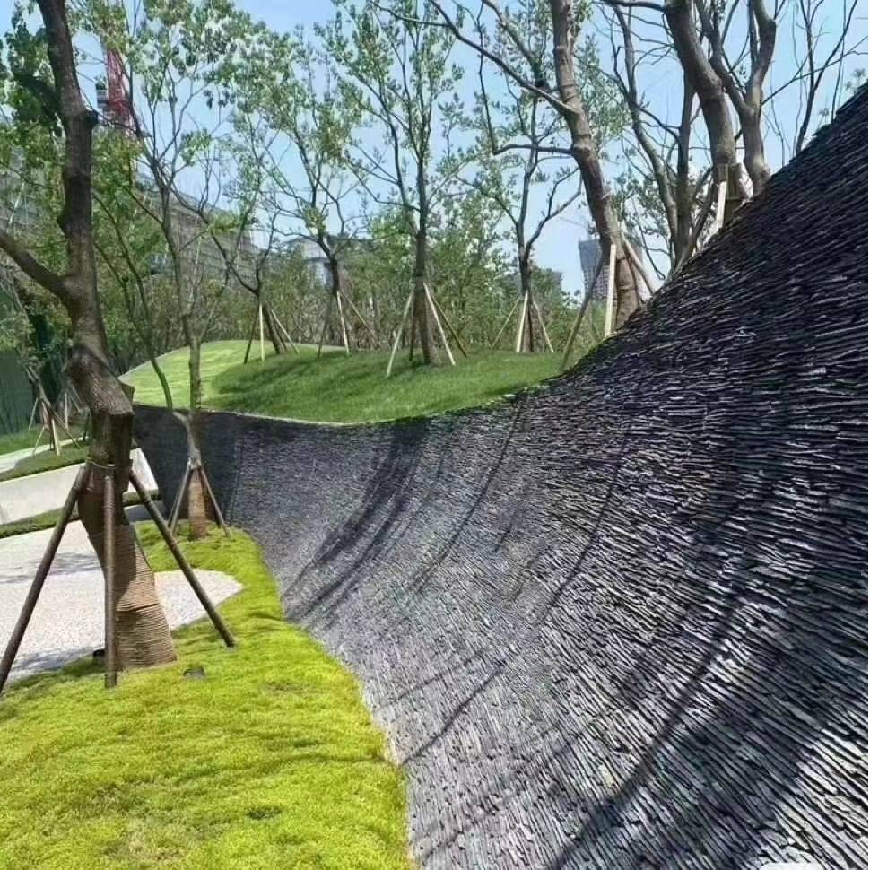 青灰黑色板岩碎拼石青石板不规则片石铺地乱形石景观挡墙垒墙石