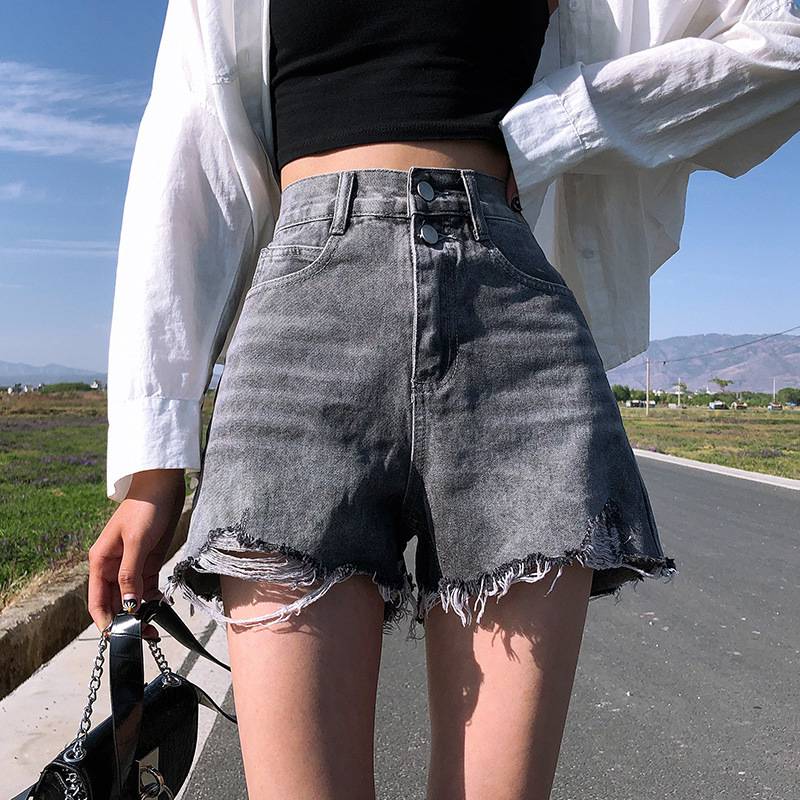 河南漯河5元以下服装批发女牛仔短裤松紧腰百搭个性女式短裤平价处理重庆批发市场哪个***