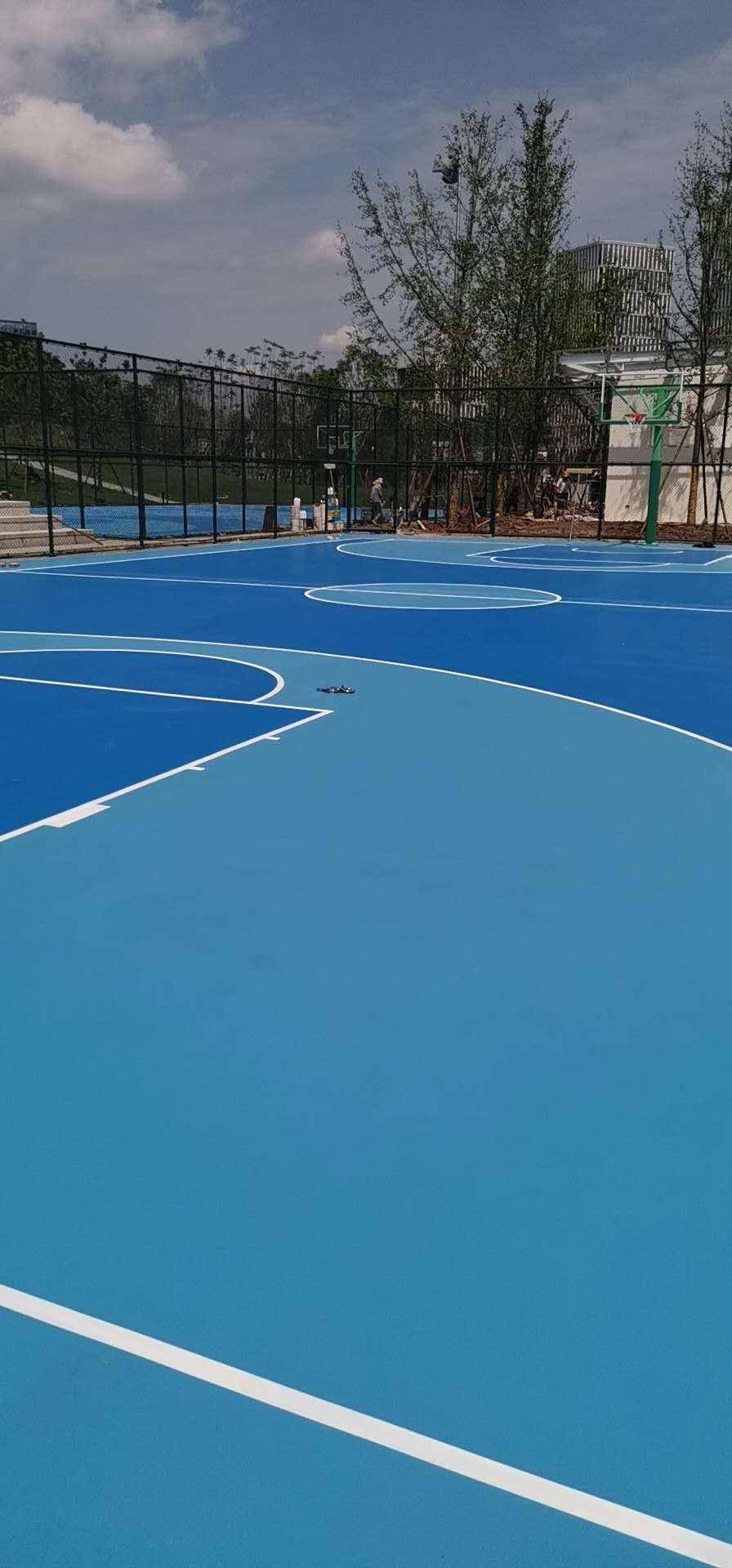 梧州万秀室内篮球场地人造草坪学校幼儿园13mm厚混合型塑胶跑道图片