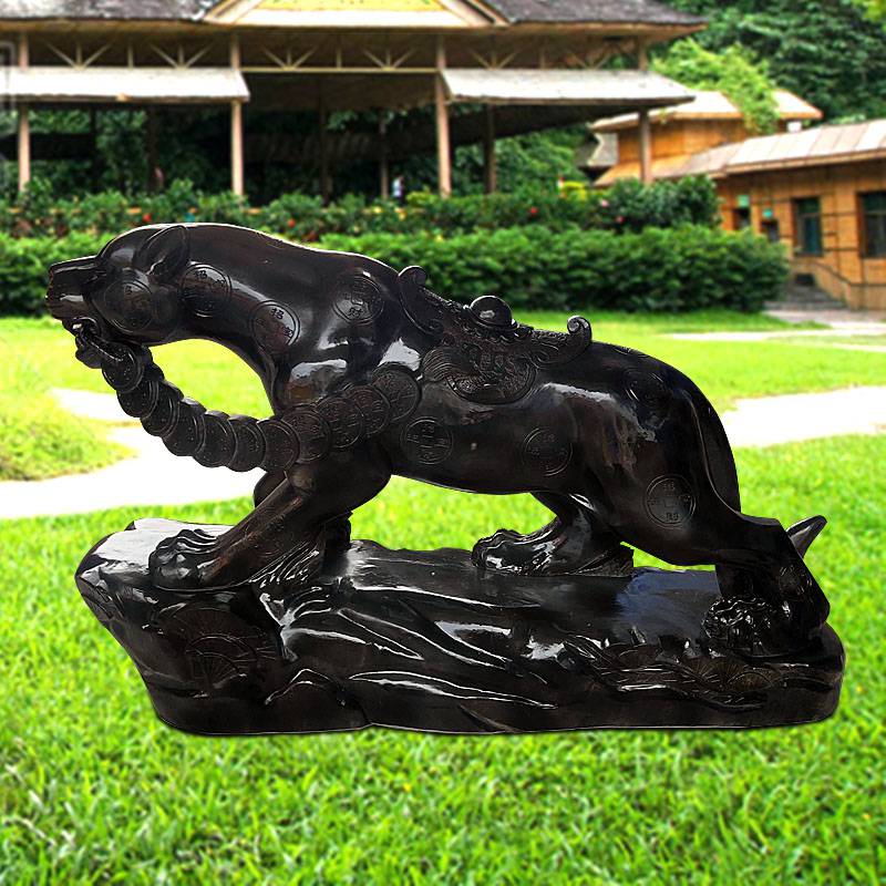 石雕金钱豹青石庭院招财动物雕塑摆件大理石园林景观装饰工艺品