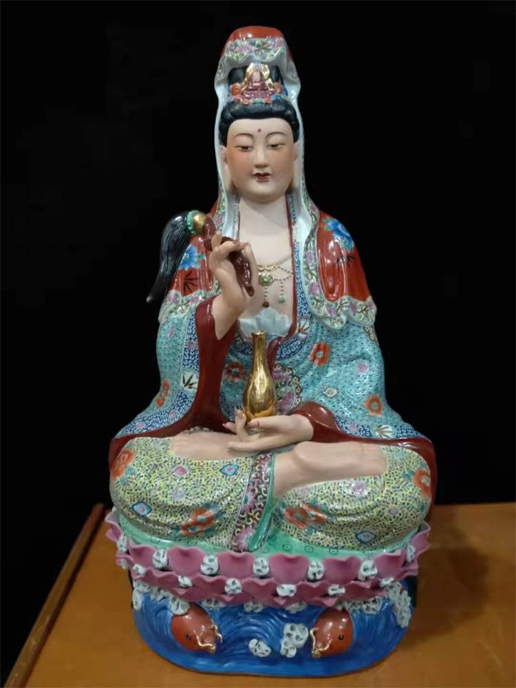 陶瓷观音佛像 南海观世音菩萨陶瓷神像 送子观音坐像图片