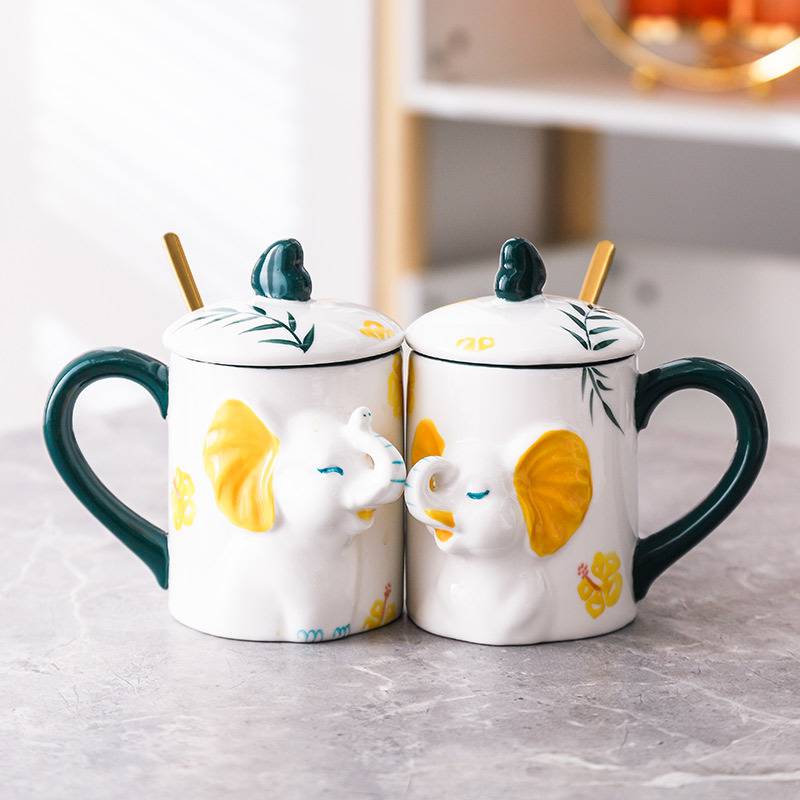 景德镇陶瓷装饰品马克杯家居礼品水杯北欧个性下午茶情侣轻奢茶杯