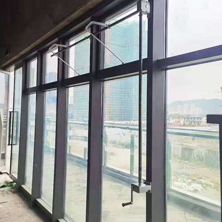 杭州厂房高窗排烟窗70°手动开启手摇开窗器可多扇连排开启