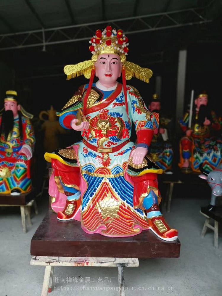 五显大帝玻璃钢彩绘五显灵官树脂贴金神像定制