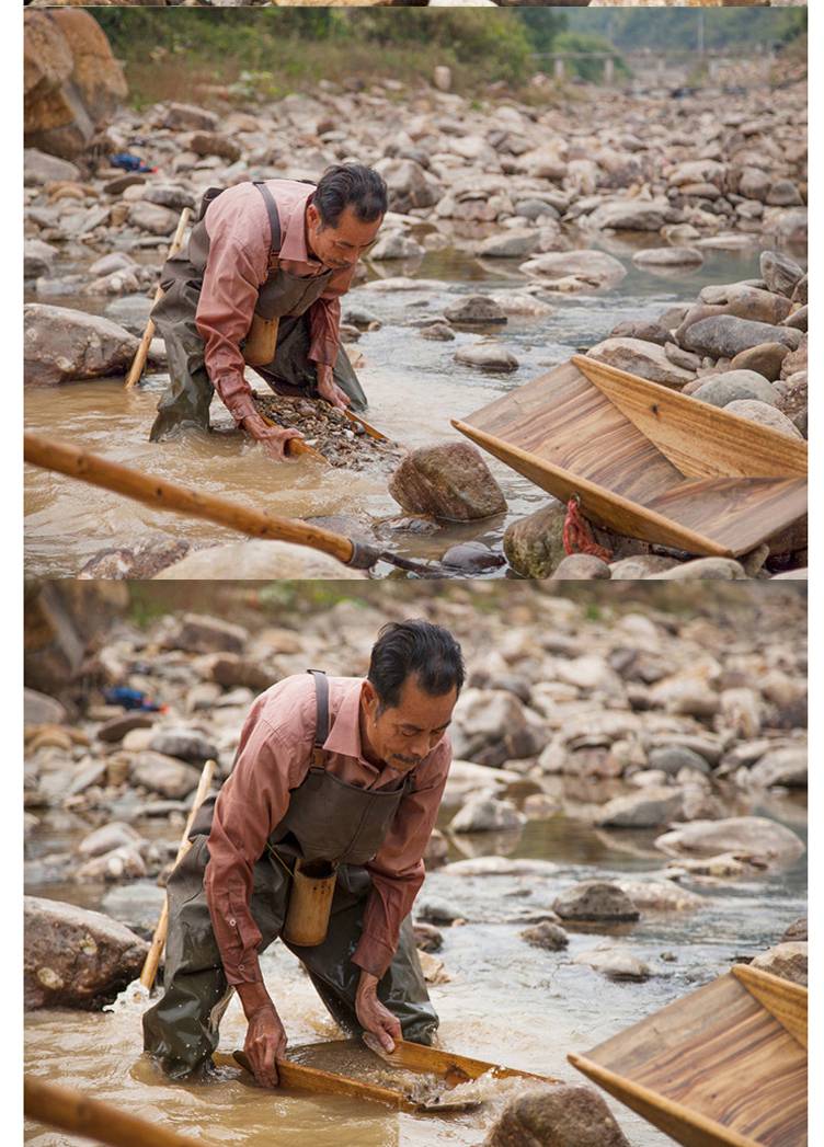 选矿淘金樟木淘金斗便携式手摇手工淘金盘抓金增金工具