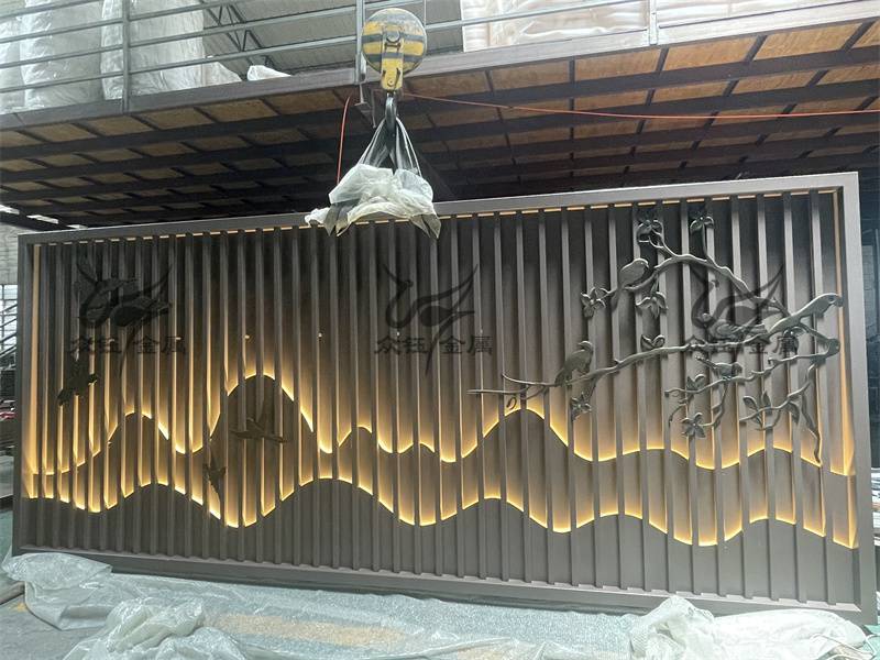 户外文化背景墙格栅景墙不锈钢管焊接山形屏风