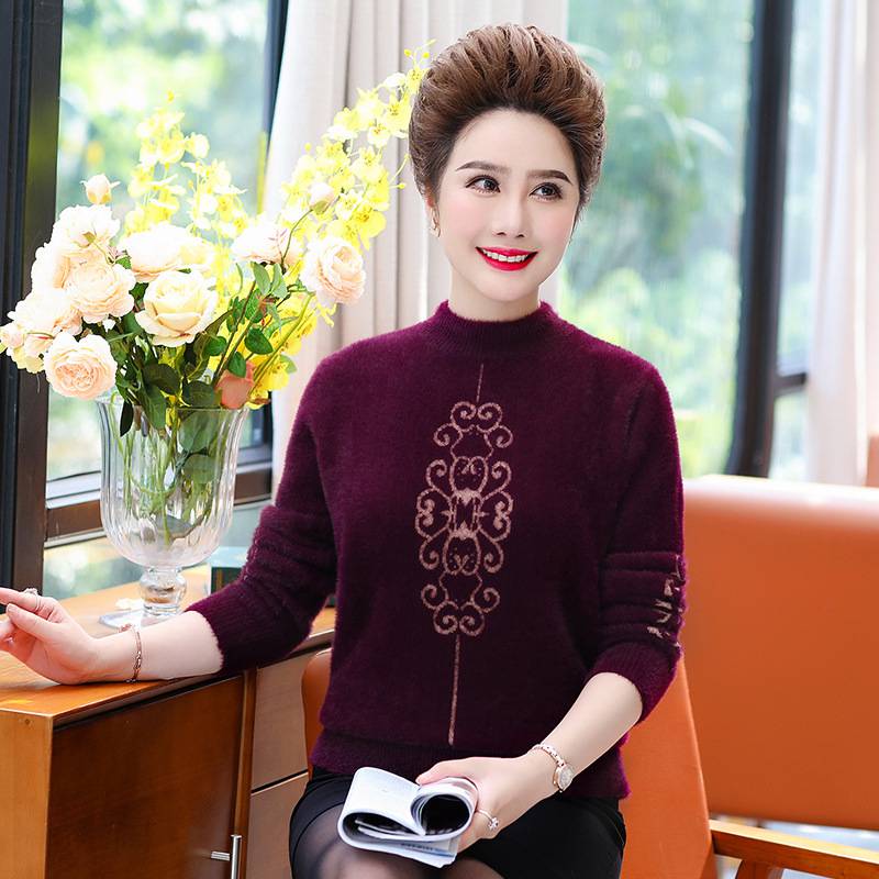 儿童服装批发网宽松保暖毛衣上衣妈妈时尚洋气中老年妈妈女一手货源***