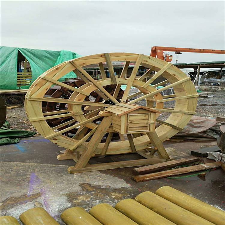 防腐木水车制作厂家重庆桓瑞防腐木水车可定制1米到18米直径防腐木