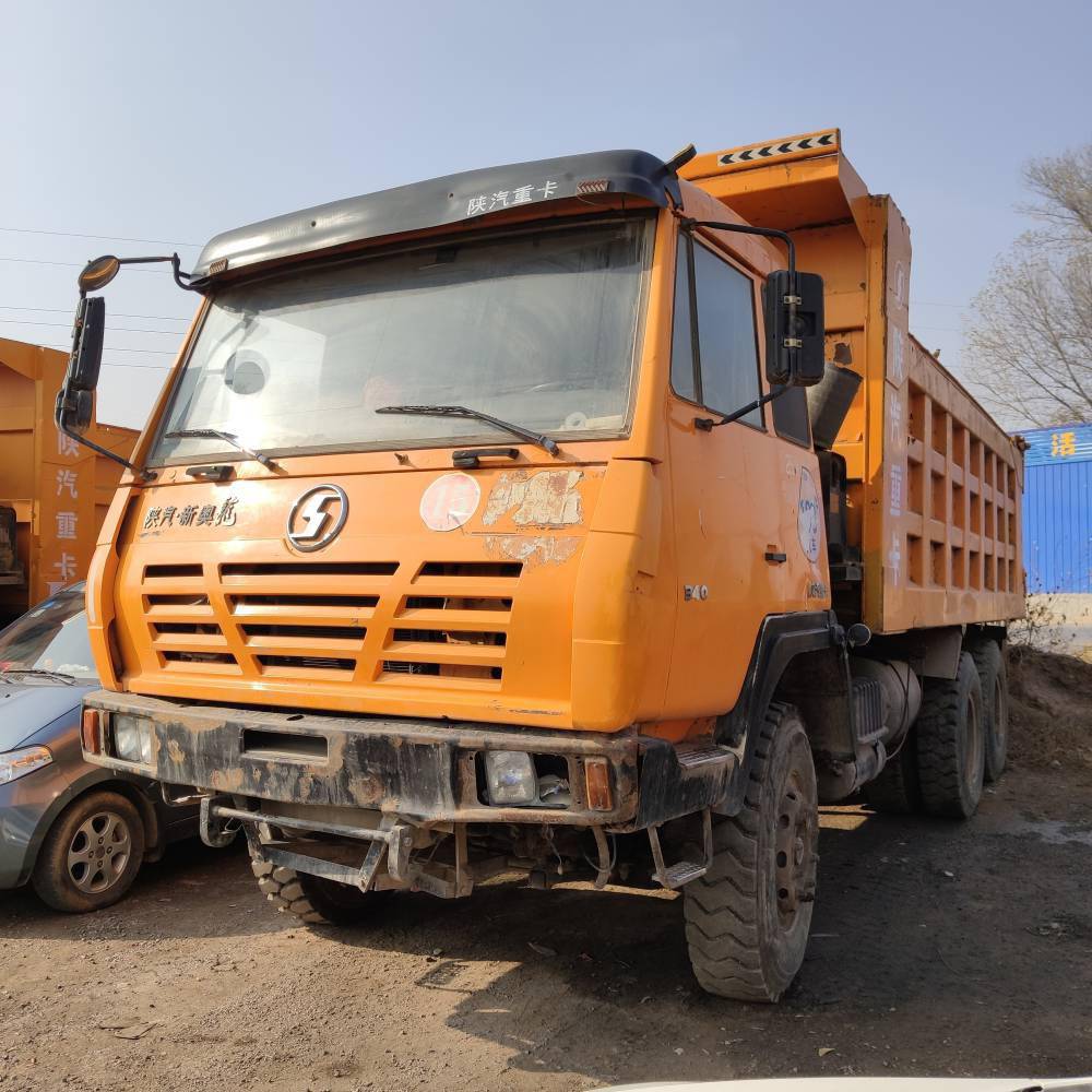 出售4台陕汽新奥龙后八轮工程自卸车340马力后桥56米大箱14年