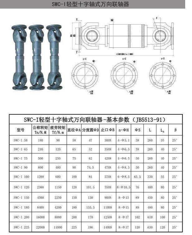 swci型轻型十字轴式万向联轴器苏州牛特传动可加工定制生产