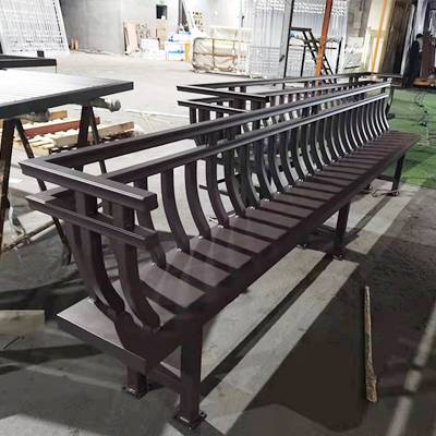 木纹西字格美人靠深咖啡色铝合金美人靠座椅