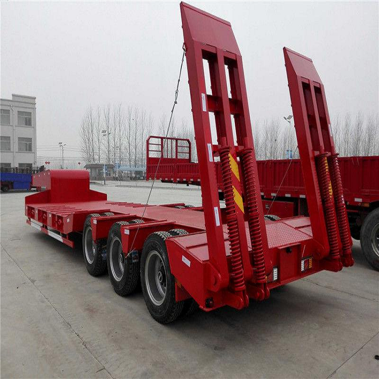 明投集装箱平板拖车13米承重量大运输货物装卸方便