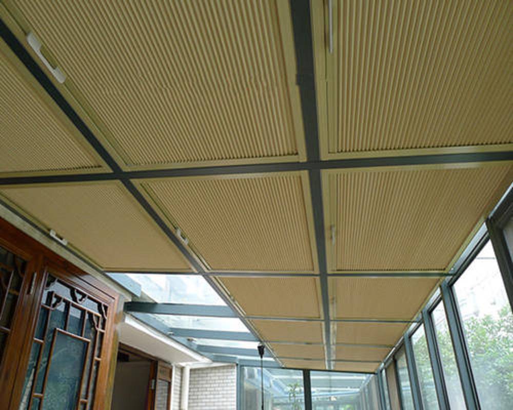 遮阳工程 天幕天棚阳光房隔热蜂巢帘-玻璃房别墅室内电动蜂巢帘阳光房