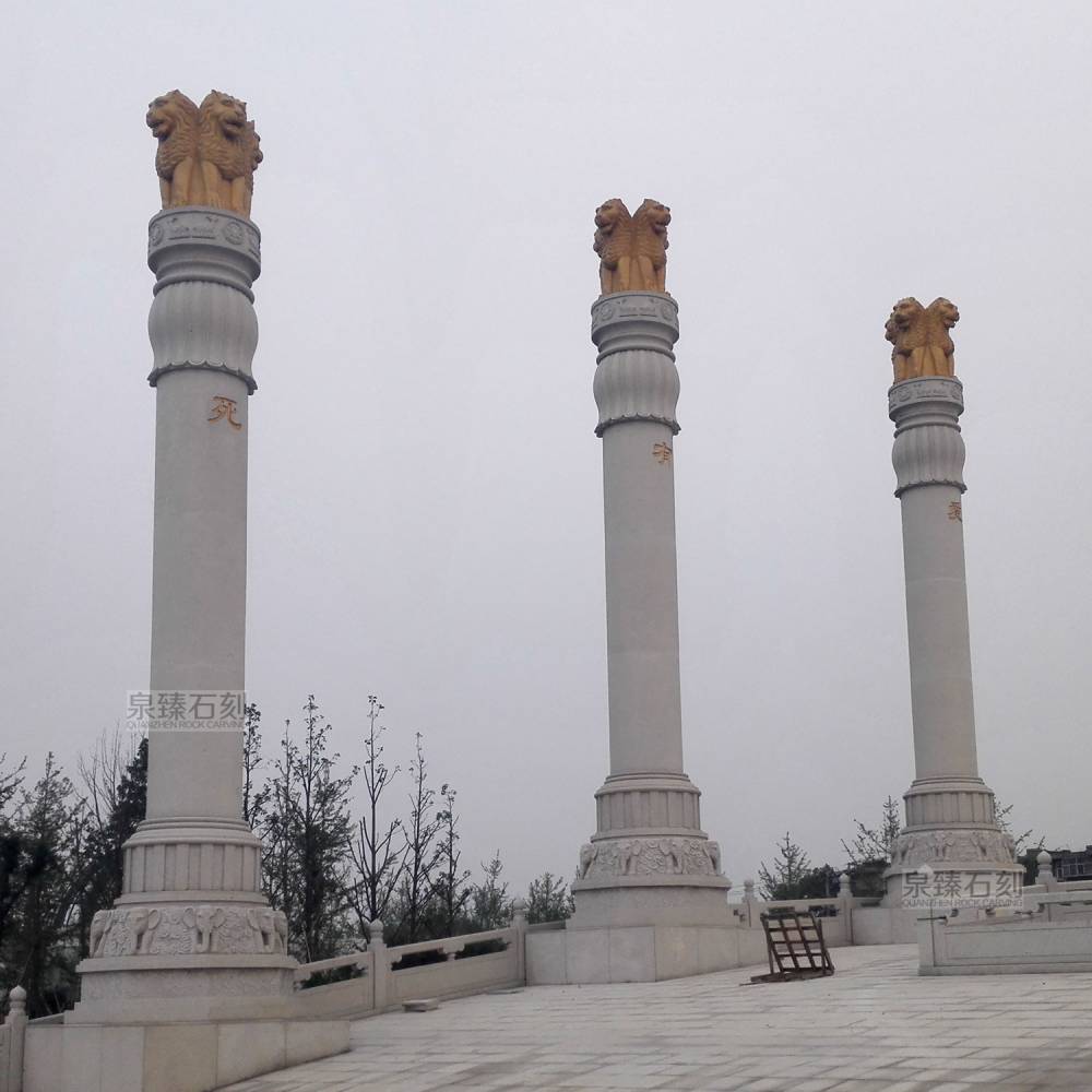 佛教代表建筑阿育王石柱花岗岩石雕阿育王柱四只狮子石头柱子