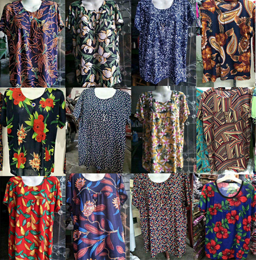 陕西渭南女装短袖印花雪纺衫义乌童装批发13元针织衫短袖大妈衫夏季