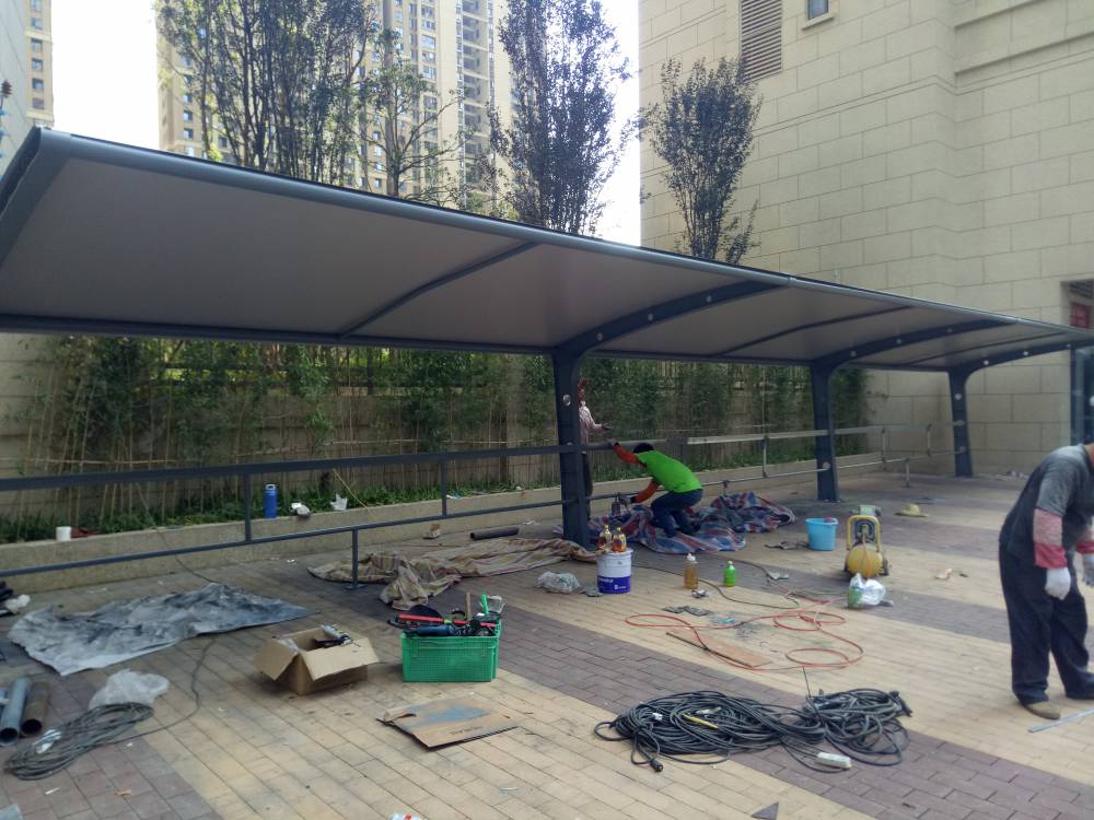 長沙公園停車棚單位電動車摩托車棚充電樁雨棚停車場汽車停車棚廠家