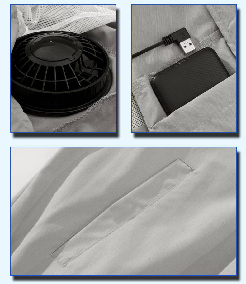夏季空调服工作服降温带风扇服户外防暑充电制四档短袖风扇衣服