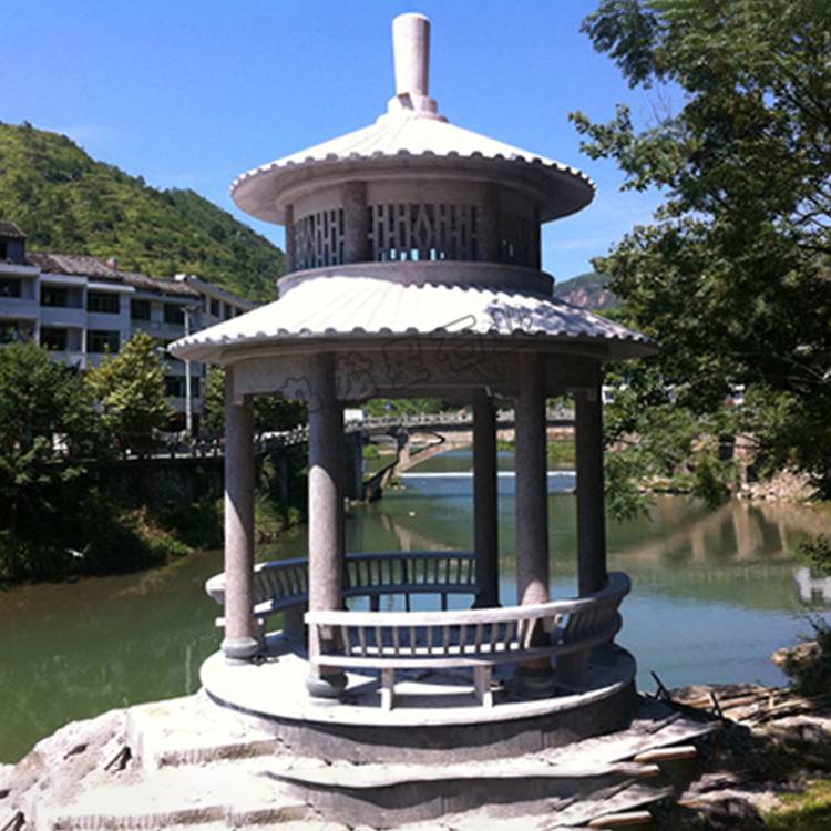 石雕石亭子图片大全寺院圆顶石雕凉亭雕刻图片