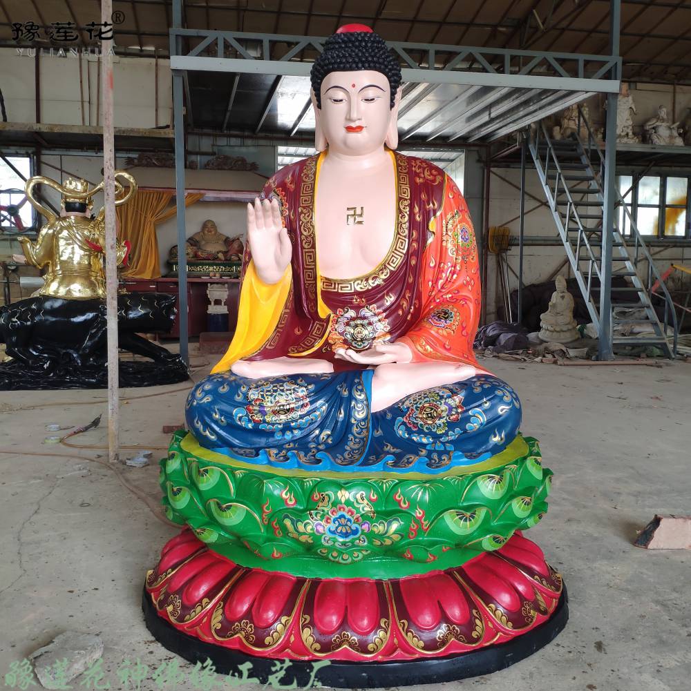 大型寺庙塑像三宝佛塑像厂家如来佛祖佛像五方佛雕塑