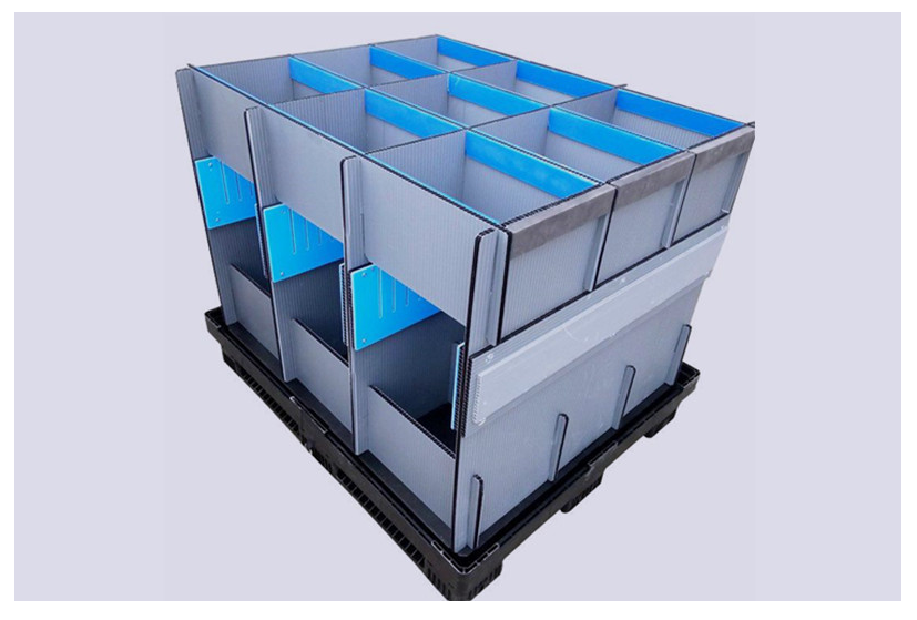 托盘式塑料围板箱塑料周转箱蓝色灰色围板内衬