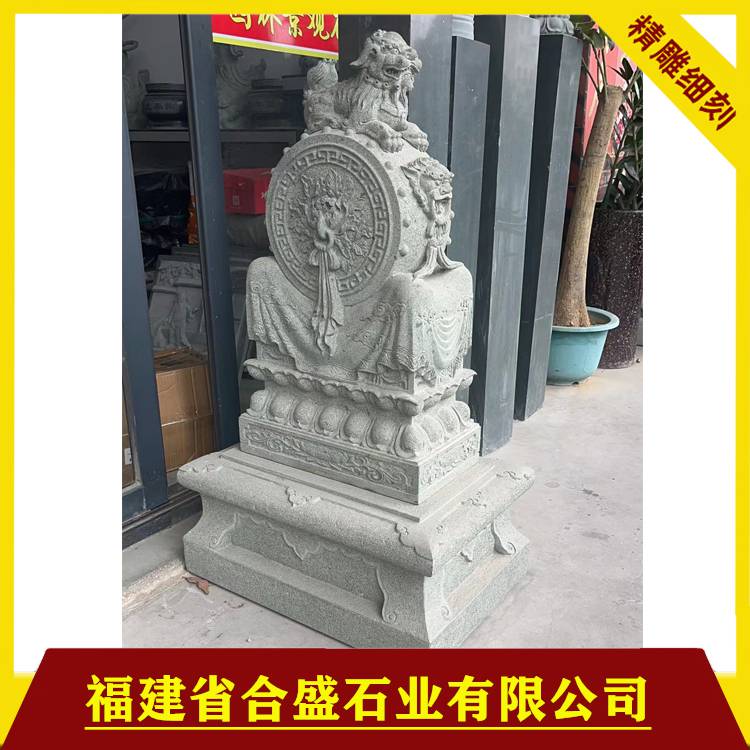 青石仿古石鼓 花岗岩抱鼓石 寺庙古建石雕 石材门鼓