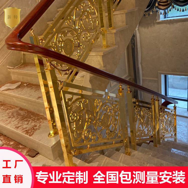 豪华别墅铜楼梯护栏 铜条扶手护栏图片