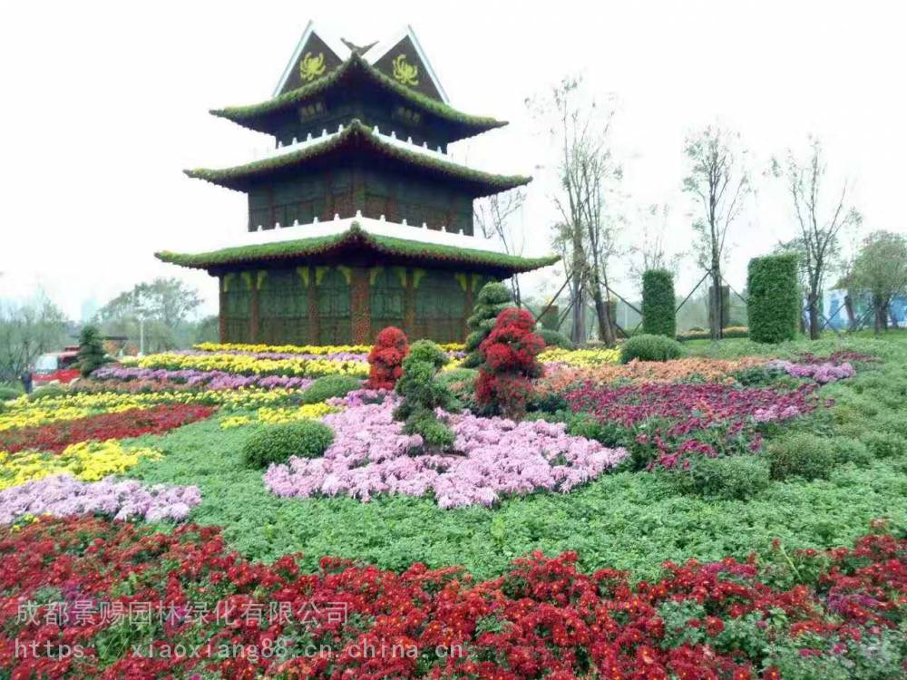 四川巴中绿雕图片 ,花朵草地摆件郫都区绿雕厂家