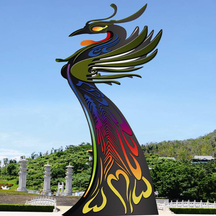 户外雕刻小品造型景观灯不锈钢led凤凰景观灯庭院灯4米