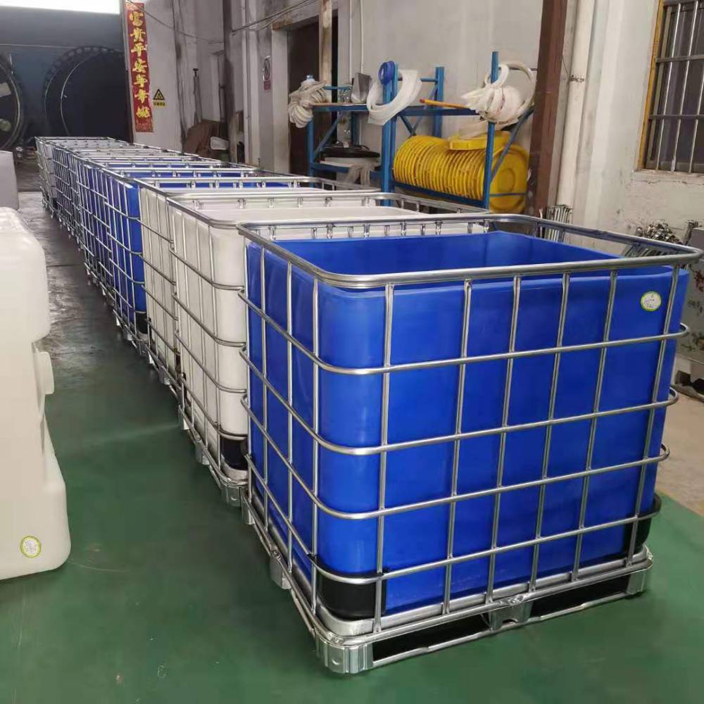 1000l吨桶大口径化工塑料桶带铁框鱼类运输桶废液柴油堆码桶