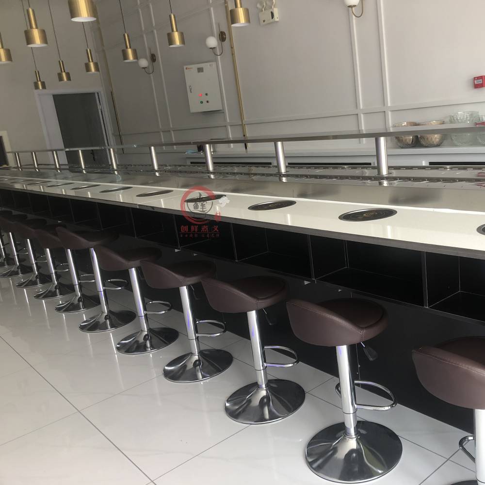 旋转小火锅设备单轨回转火锅机器火锅旋转台火锅四人桌