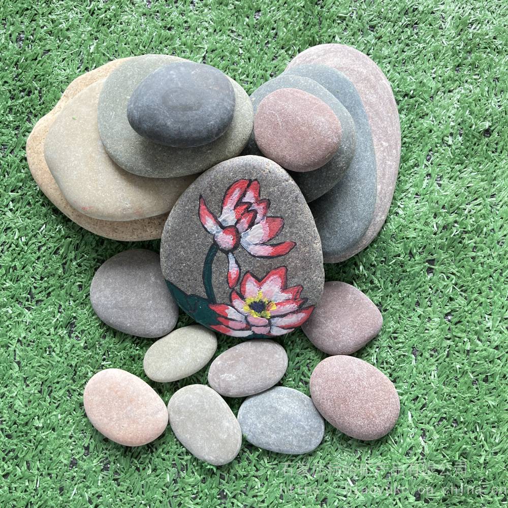 儿童手绘扁平椭圆鹅卵石人工挑拣画画片石美术绘画石头diy定制